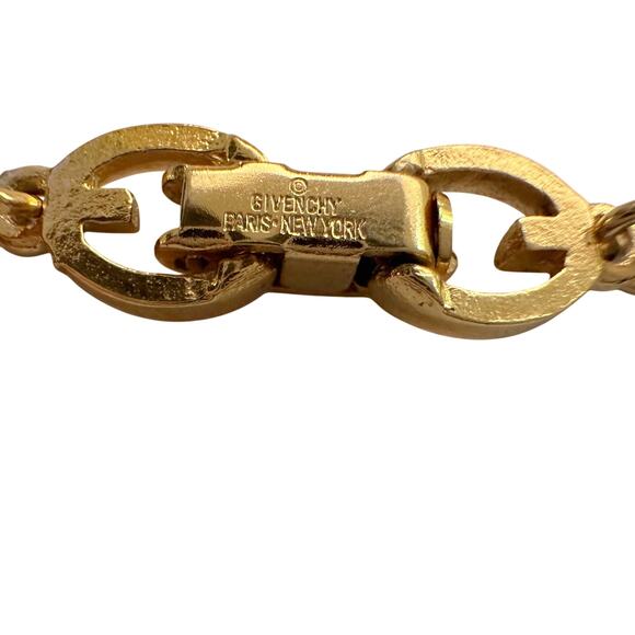 Givenchy Oval Mirrored Gs Gold Plate Bracelet with Clear Gemstones - Picture 8 of 10